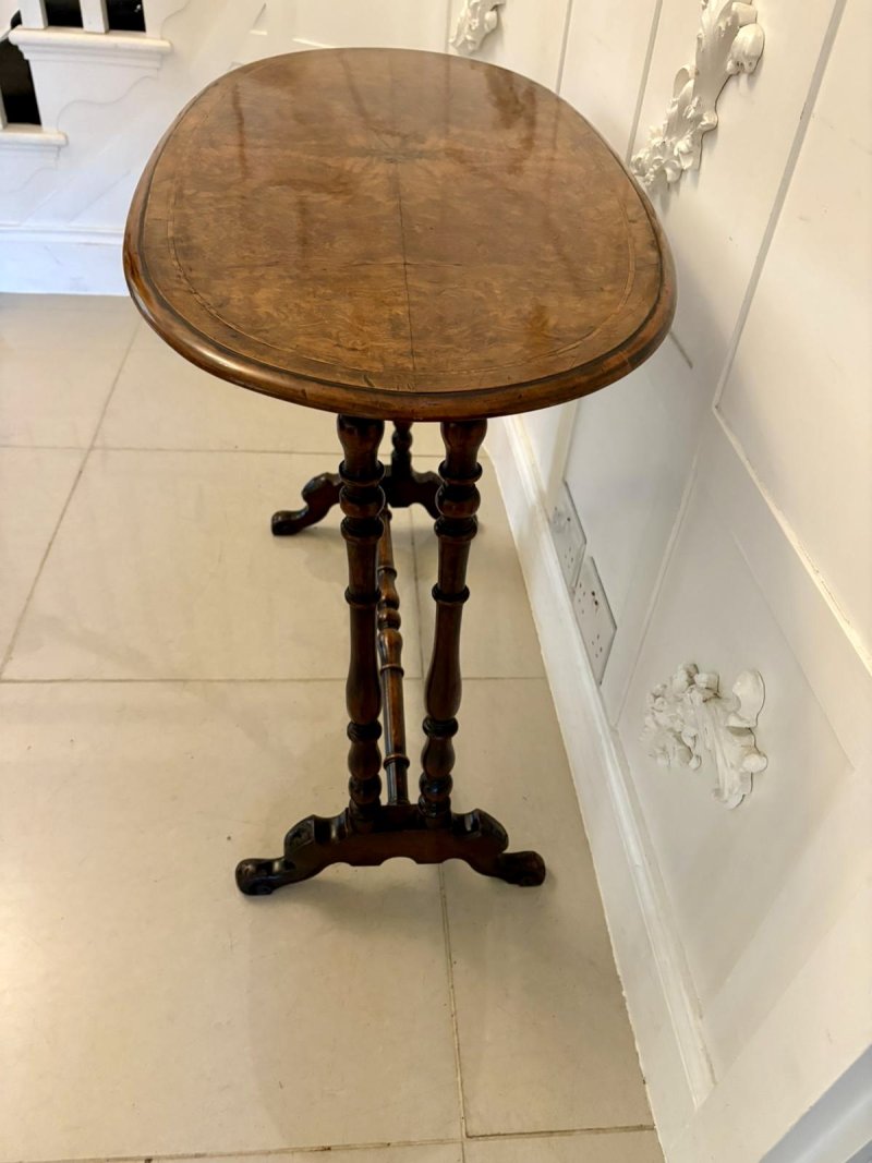 Antique Victorian Quality Burr Walnut Oval Centre/Lamp Table - Image 5